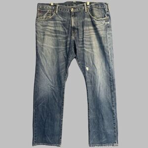 Polo Ralph Lauren Hampton Straight Jeans Mens 38x30 Blue Denim Whiskering Preppy
